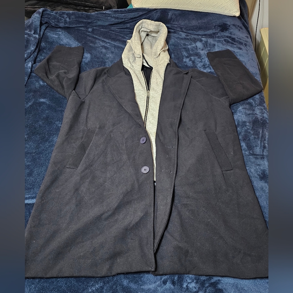 Fashi9n Nova Mens long hooded jacketZip and button